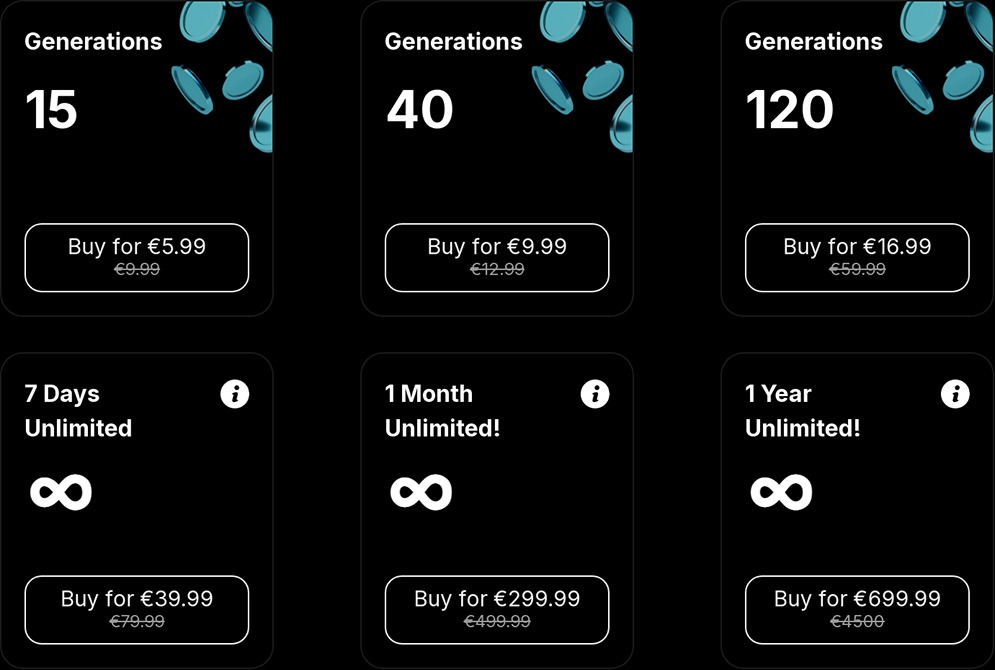 AI Porn Generator: Buy tokens